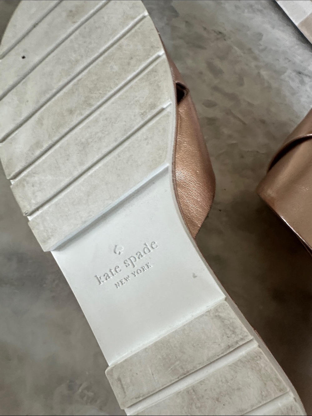 kate spade Metallic Rose Gold Crossover Slide Mules - Picture 3 of 5